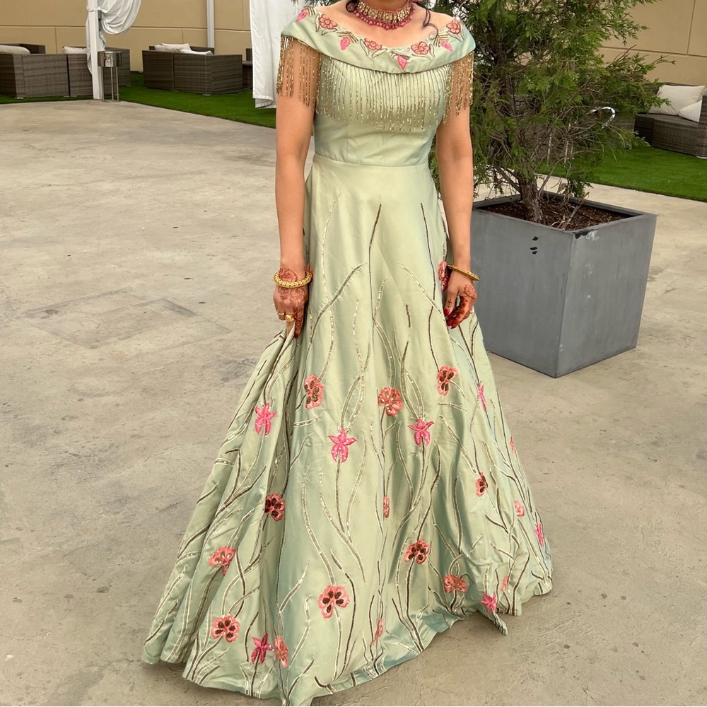 Beautiful embroidered long western gown or dress
